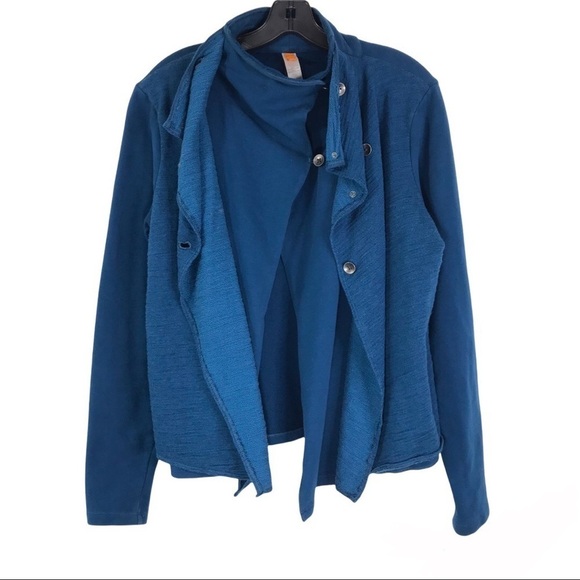 LUCY Blue Knit Double Breasted Sweater Jacket Military Style SIZE LARGE - Picture 4 of 15